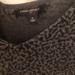 Grey Cheetah Print V-neck Sweater